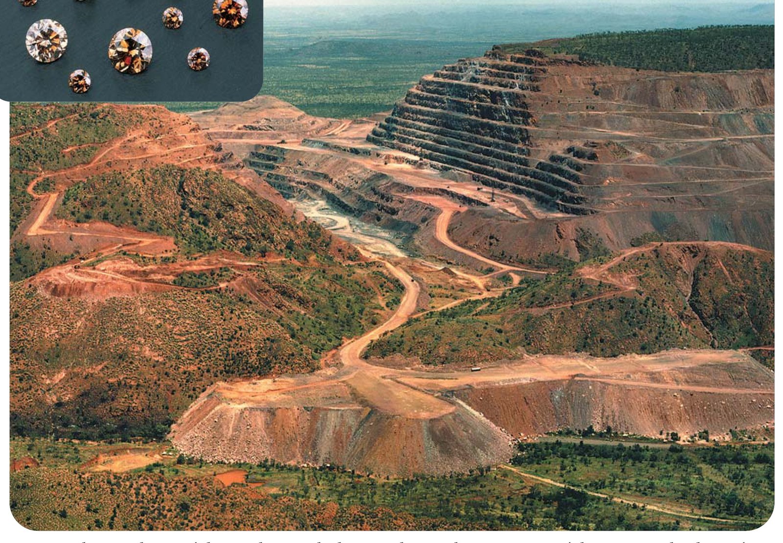 Aerial view of the Argyle AK1 olivine lamproite diamond mine in Western Australia