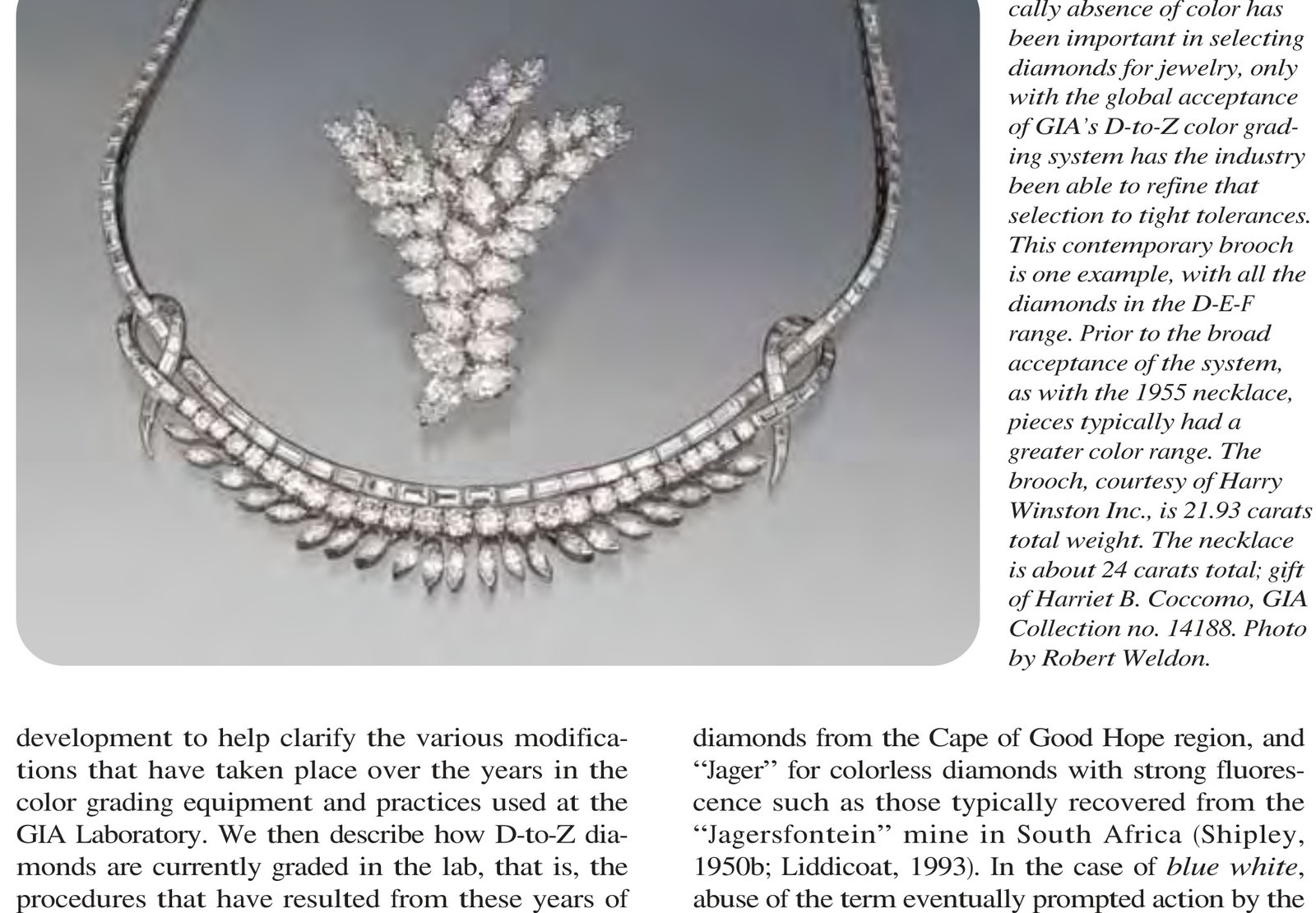 Suite of faceted diamonds illustrating the D-to-Z color progression from colorless to light yellow