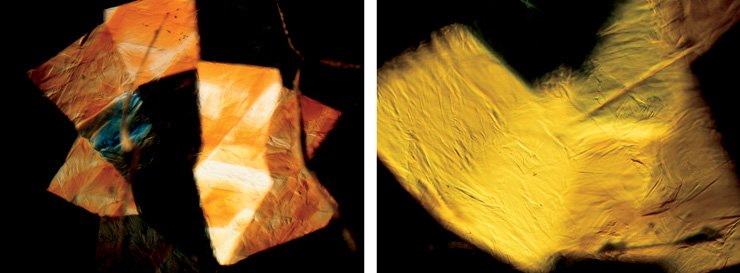 Chevron growth structures in hydrothermal synthetic corundum