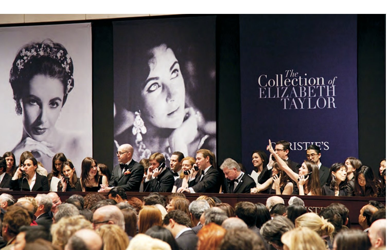 Christie's New York salesroom during high-value fine jewelry auction