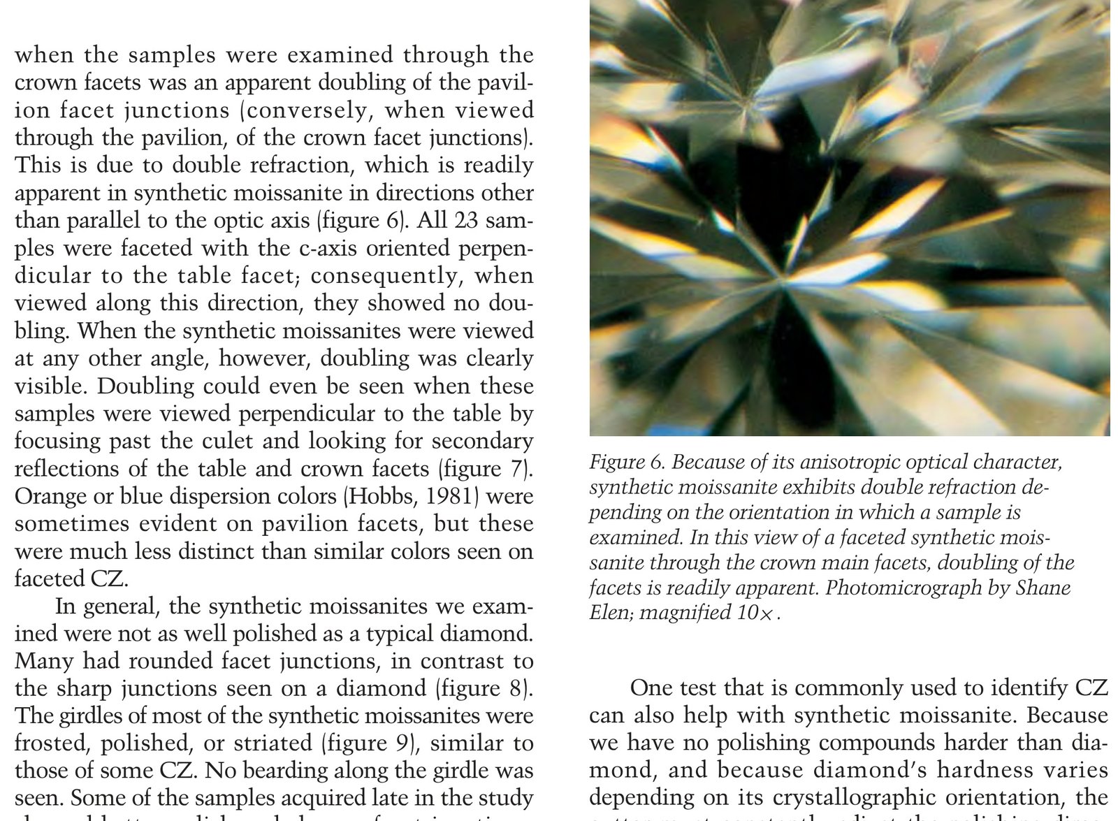 Pronounced optical doubling of facet junctions in doubly refractive moissanite