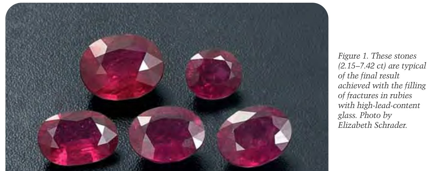 Faceted lead-glass filled rubies