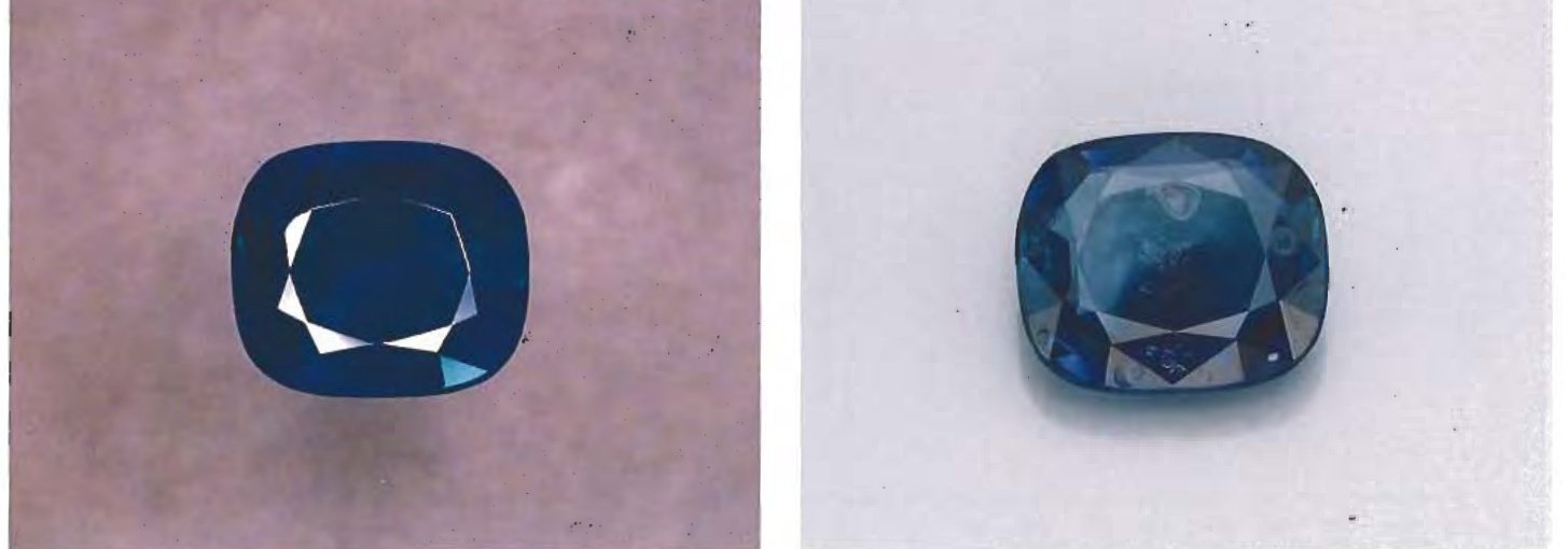29-Carat Kashmir Sapphire Before and After Heat Treatment