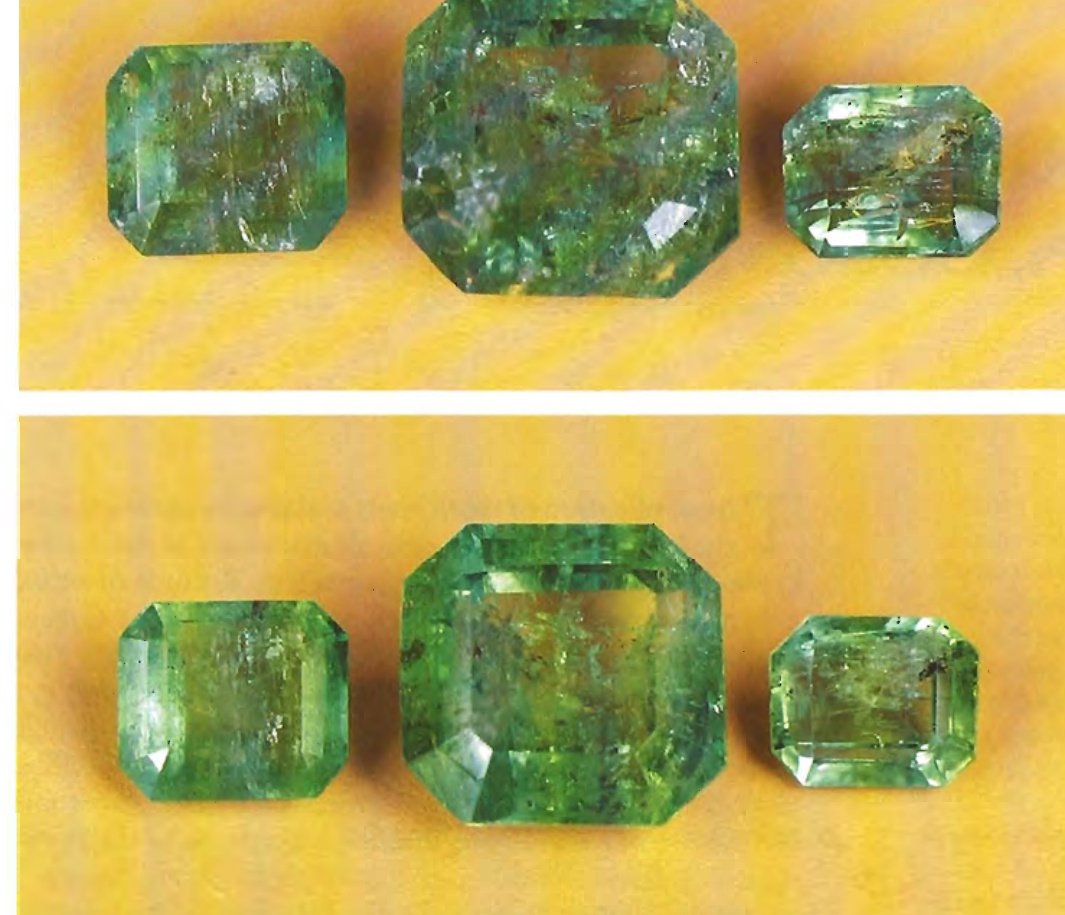 Colombian Emerald Before and After Cedarwood Oil Treatment