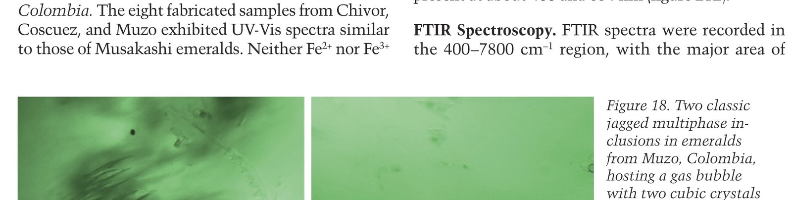Diagnostic three-phase inclusions in Muzo Colombian emerald