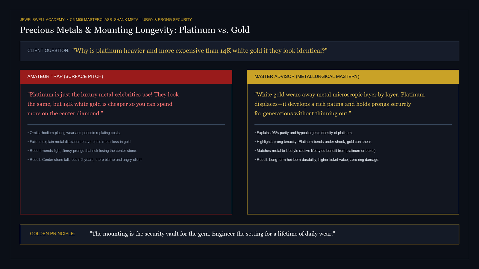 Precious Metals & Settings: Platinum vs. Gold Discovery Matrix