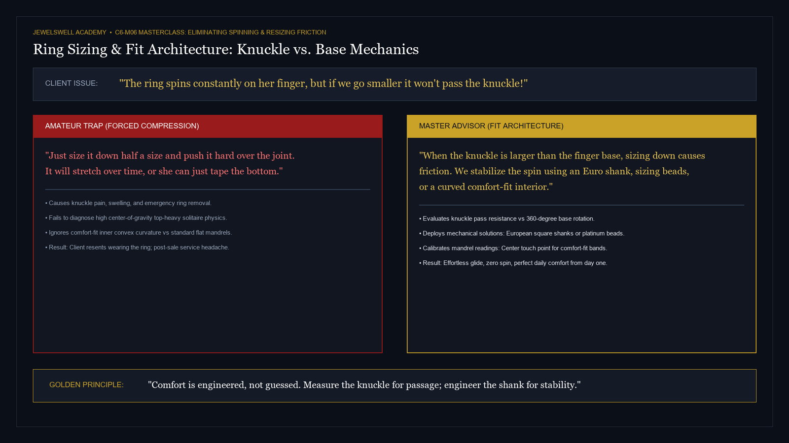 Ring Sizing & Fit: Knuckle vs. Base Mechanics Discovery Matrix